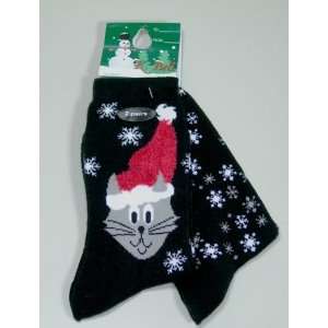   of Sock Holiday Cat & Snow Flakes (Black; Size 9 11) 