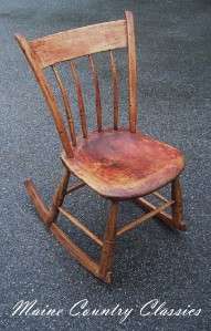 19th C. Antique CHILDS THUMB BACK WINDSOR ROCKER Rocking Chair  