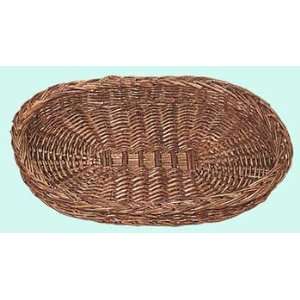  Dark Stained Large Oval Wicker Tray ~ Set of 2