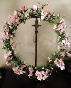 French Country Home Chic Pink Floral Wreath  