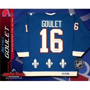  Michel Goulet Autographed/Hand Signed Quebec Nordiqes Blue 