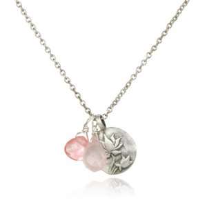   Satya Jewelry Pink Lotus Sterling Silver Pendant Necklace Jewelry