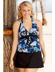   Beach Belle Blue Maui Halter Tie Front Skirtini,productId141065