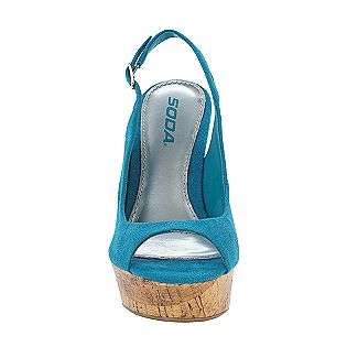 Womens Memsa Slingback Open Toe Wedge Sandal – Turquoise  Soda 