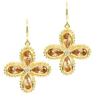   Marisas Champagne CZ Flower Statement Earrings   Final Sale Jewelry