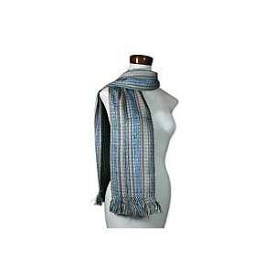  NOVICA Cotton scarf, Lavender Mystique