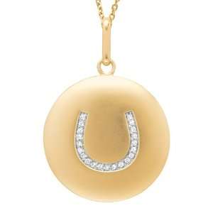  Diamond Horseshoe Disc Pendant Necklace 14k Yellow Gold (0 