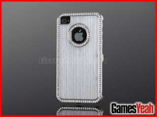 Silver Luxury Bling Diamond Aluminium Case Cover For All iPhone 4 4S 