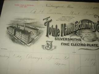 1896 TOWLE Mfg. SILVERSMITHS Letterhead   Newburyport  