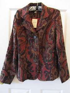 NWT Coldwater Creek Multi Color Paisley Jacket   M  