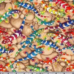  45 Wide Neon Gecko Tan Fabric By The Yard Arts, Crafts 