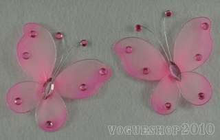  10pcs Pink Stocking Butterfly Decorations 9cm  
