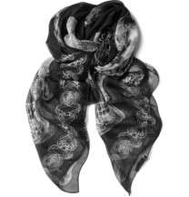 alexander mcqueen skull print silk chiffon scarf