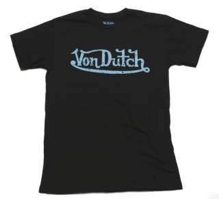 Mens Von Dutch Black T Shirt Blue Signature (Made In America) S XXL 