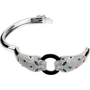  Jewelry Locker Genuine Emerald, Onyx and Diamond Bracelet 