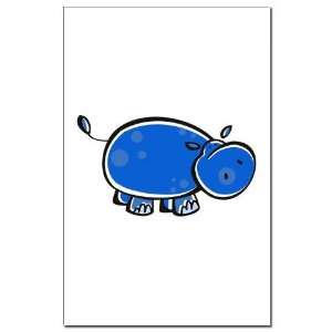  Bright Blue Hippo Funny Mini Poster Print by  