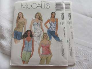 McCall Sew Pattern 4026 Lined Bra Strap Top choose size  