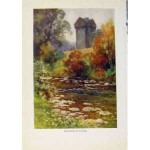   Branxholm Tower Beautiful Scotland Antique Print 1920