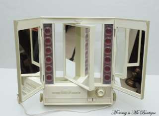 Vintage Montgomery Ward Deluxe Lighted Make Up Mirror  