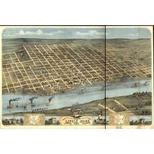com Historic Panoramic Map Birds eye view of the city of Little Rock 