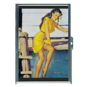 PIN UP GIRL SOAKING WET ID CREDIT CARD WALLET CIGARETTE CASE COMPACT 
