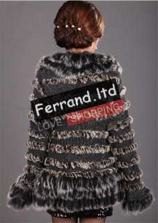 New Real Genuine Knit Rabbit Fur Coat/Jacket/Vest Winter For Women 