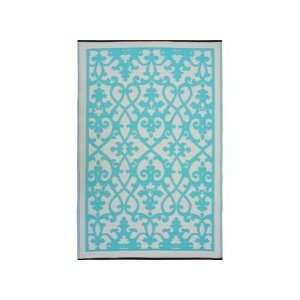 Fab Rugs World Venice Cream / Turquoise Contemporary Rug Size 5 x 8 