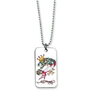   Ed Hardy Panther Painted Dog Tag 24inch Necklace   JewelryWeb Jewelry