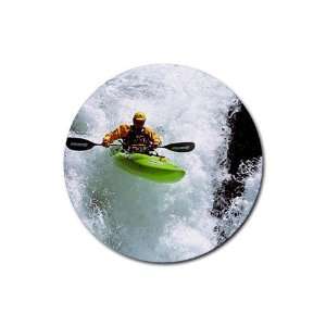 Kayak Kayaker Kayaking Round Rubber Coaster set 4 pack Great Gift Idea