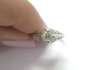 Fine Vintage .25CT Old European Cut Diamond Ring 18KT WG  