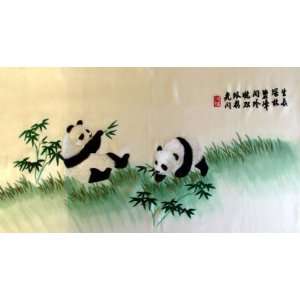 Chinese Hunan Silk Embroidery Panda 