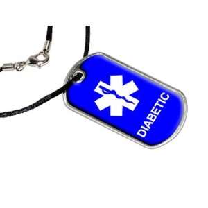  Diabetic   Military Dog Tag Black Satin Cord Necklace 