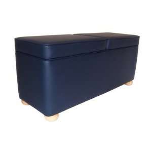  Large Storage Bench With Bun Feet Material Vinyl   Navy 