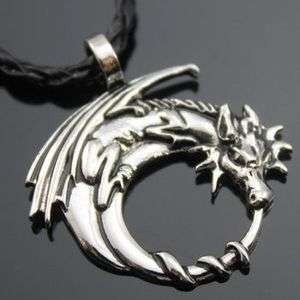 Mens Silver Gothic Dragon Pewter Pendant with 20 Choker Necklace PP 