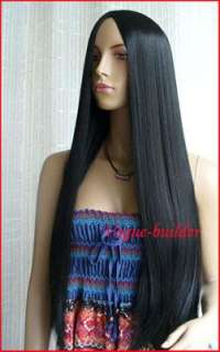 28 Long Black Straight Cosplay Party Hair Wig 1B  