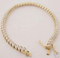 14K Yellow Gold Cubic Zirconia Tennis Bracelet 7  1/8  