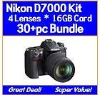 Nikon D7000 4 Lens Package Kit 18 55mm, 70 300mm, 16GB Memory 