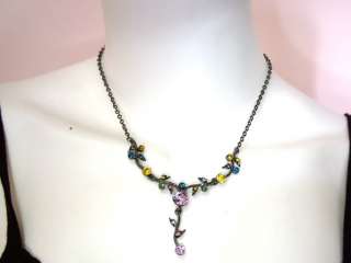 Dark Amethyst Color Crystal U Necklace Earrings Set  