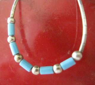 Vintage, liquid sterling silver & turquoise, necklace  