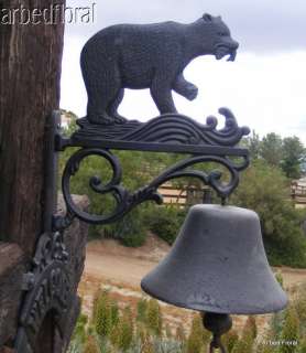 Cast Iron BEAR Bell WELCOME Dinner w/ fish Wall Mounted  