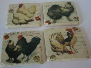 ROOSTER COASTER SET HENS & ROOSTER Coasters Chickens Drink Coasters 