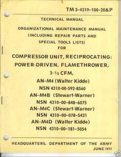 Flamethrower Compressor Unit, AN M4 series, Unit Parts  