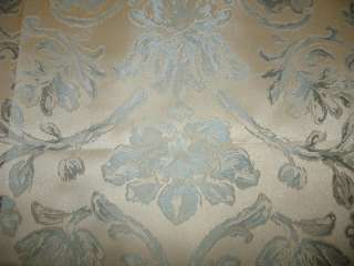 Faux Silk Brocade Fabric   Kilcoe   Blue & Platinum  