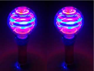 Lot of 2 Flashing Light Up Rave Party Toy LED Wand Spinning Multi 