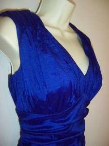 CALVIN KLEIN Purple Blue Stretch Taffeta Ruched Fitted Cocktail Party 