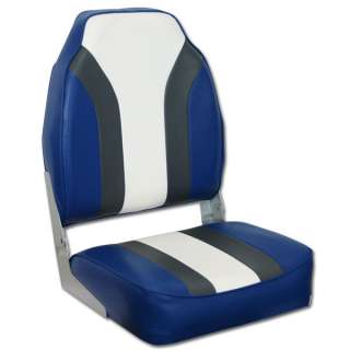 Bootssitz Hi Back mit dickem Polster Sitz für Boot blau/grau/weiss 