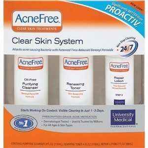 AcneFree Clear Skin System, 3 Step Kit (Purifying Cleanser, Renewing 