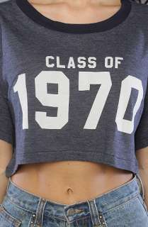 Wildfox The Class of 70 Cabana Ultra Short Crop Tee in Sailor Blue 