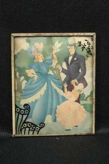   Picture Reverse Painted Silhouette Colorful 1800s Era Clothing  