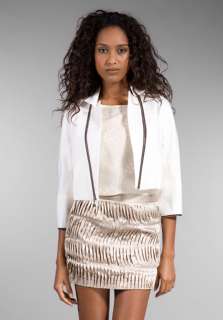 KAY PARK Inverted Lapel Zippy Jacket in Off White  